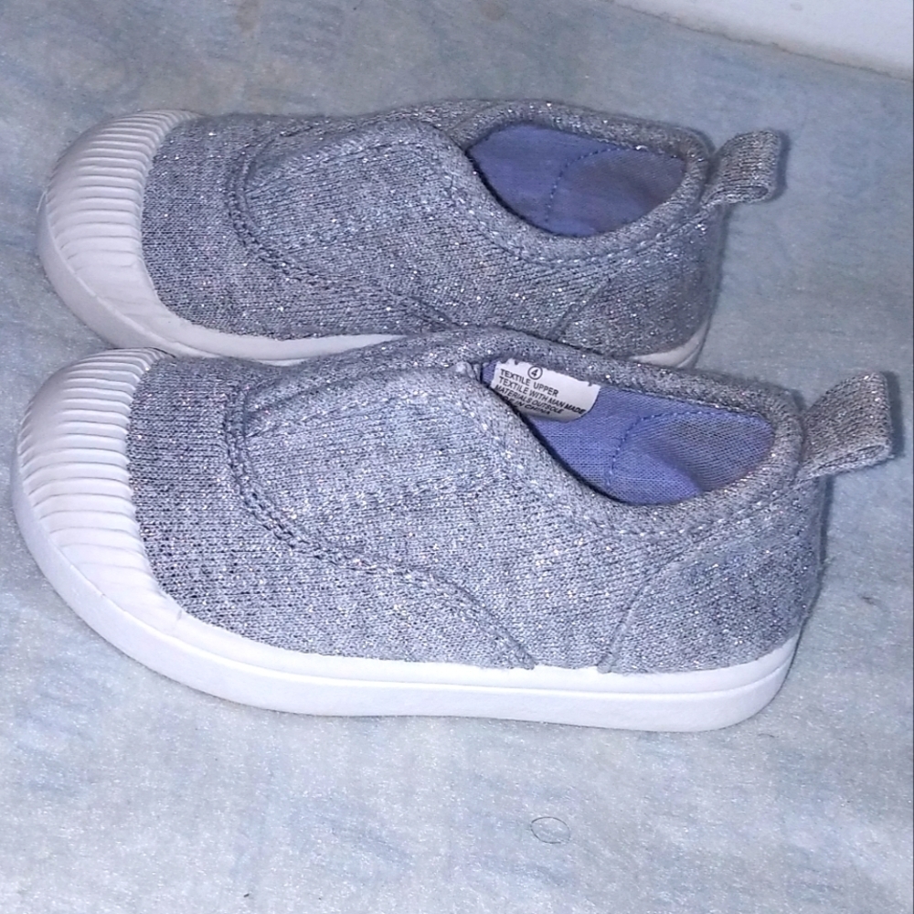 Cat and Jack Toddler Girl- Silver Slip On Shoes